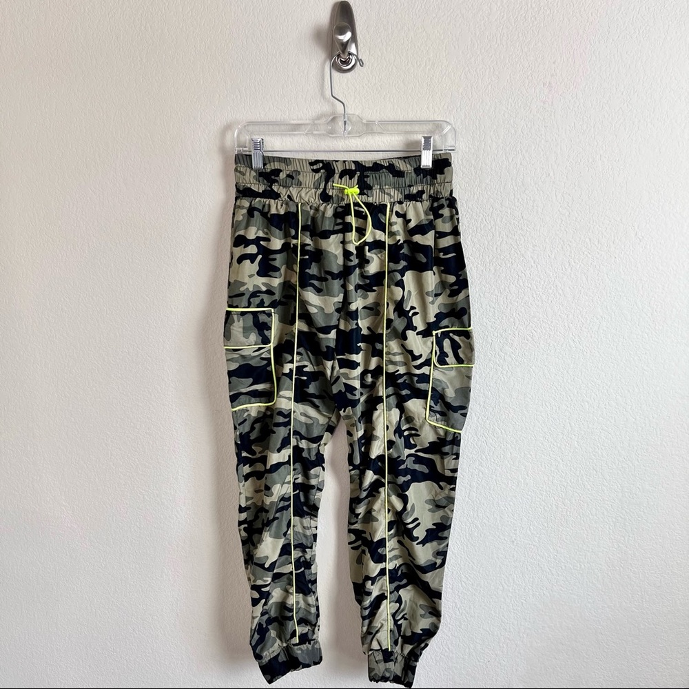 Neon Green & Camouflage Drawstring Joggers - Picture 2 of 16
